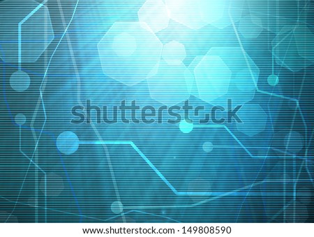 computer motherboard on a blue background with a simulation of the light rays and glare
