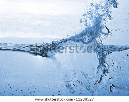 Abstract blue wave, fantastic background, splash motion water,