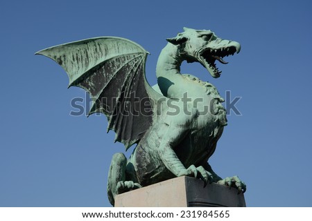 Dragon on the dragon bridge in Ljubljana