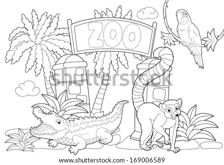 Coloring page - the zoo - illustration for the children
