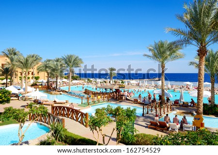 Sharm El Sheikh, Egypt - November 28: The Tourists Are On Vacation At Popular Hotel On November 28, 2012 In Sharm El Sheikh, Egypt. Up To 12 Million Tourists Have Visited Egypt In Year 2012.
