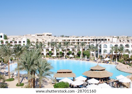 Swimming pool at luxurious Sharm el Sheikh hotel, Egypt