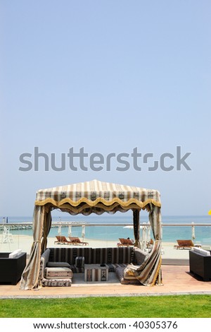 Hut at hotel recreation area, Fujeirah, United Arab Emirates