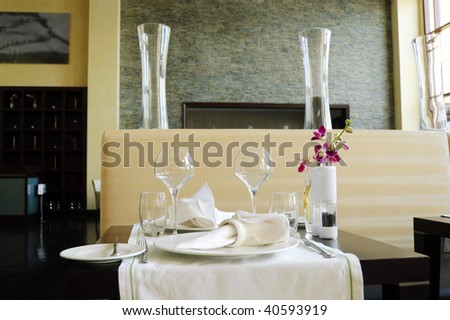 Served table in luxury restaurant, Dubai, United Arab Emirates