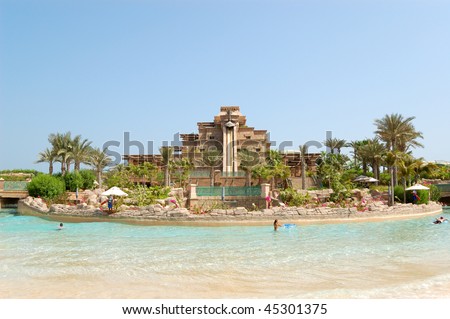 stock photo : DUBAI, UAE - AUGUST 28: The Aquaventure waterpark of Atlantis 