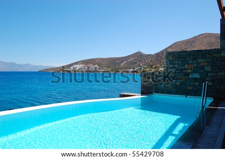 Swimming pool by luxury villa, Crete, Greece