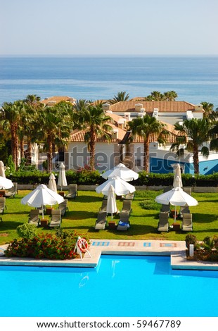 Swimming pool at the  modern luxury hotel, Crete, Greece
