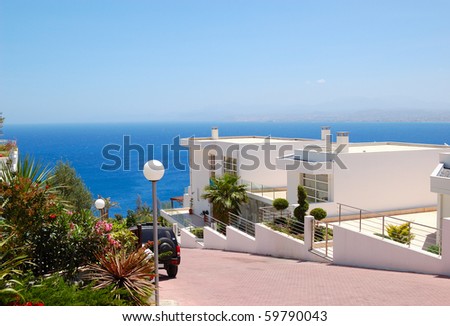 Holiday villas at resort, Crete, Greece