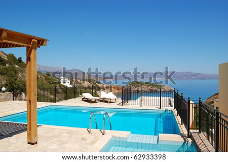 Swimming pool at the luxury villa, Crete, Greece