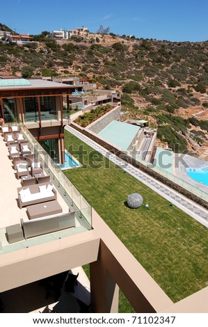 Recreation area of luxury hotel, Crete, Greece