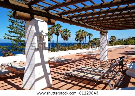 Covered terrace at the luxury hotel, Tenerife island, Spain