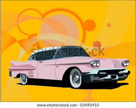 stock vector pink retro car