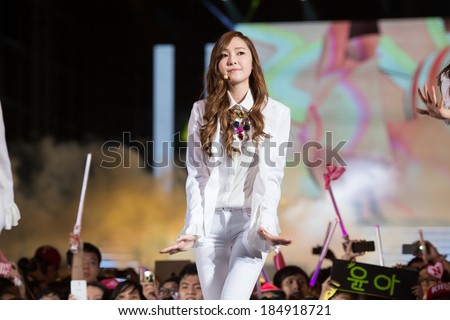 Ho Chi Minh , VietNam - March 22: Tiffany (SNSD, Girls\' Generation band) dance and sing the song Mr Mr on stage at the Human Culture Equilibrium Concert Korea Festival in Viet Nam on March 22, 2014.
