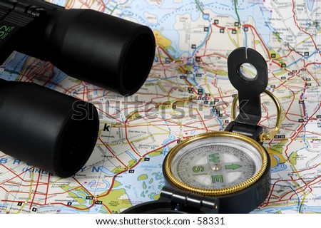 Binoculars and a Compass