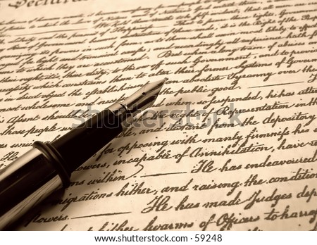 Caligraphy pen and letter in Sepia