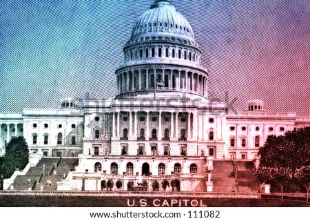 US Capitol On Fifty Dollar Bill With Color and Blur Effect