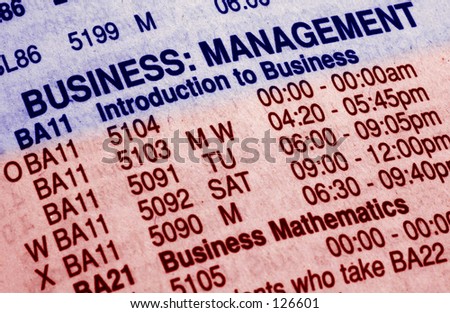 Business Management Class Schedule