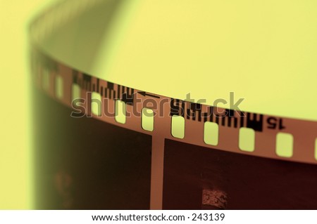Film Strip on Yellow Background.