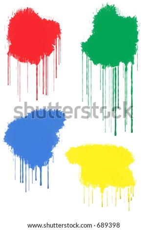 Red, Green, Blue and Yellow Paint Splats