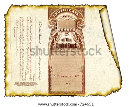 Burnt Stock Certificate