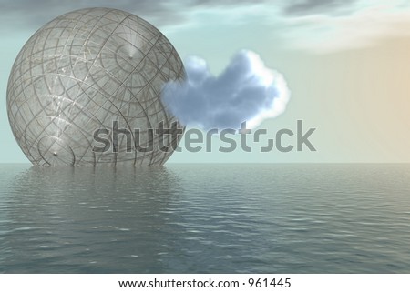 Sphere coming out of the water