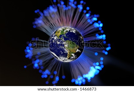 Planet Earth Surrounded By Fiber Optics