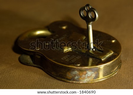 Photo of a Vintage Brass Lock and Key