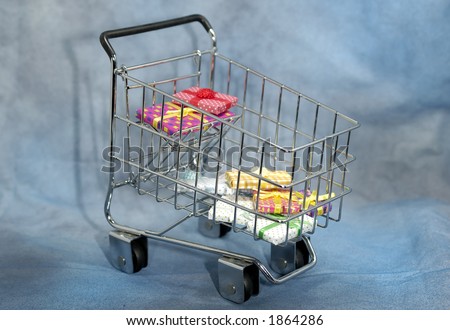 Photo of a Shopping Cart With Gift Boxes