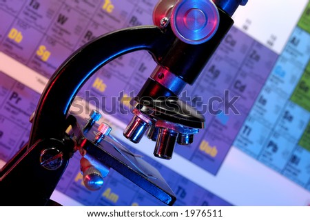 Photo of a Microscope and a Periodic Table in The Background - Science Concept