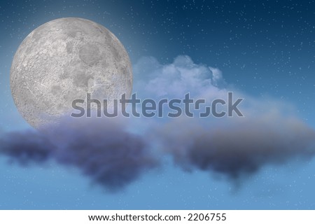 Moon and Cloud Scene - Night Sky