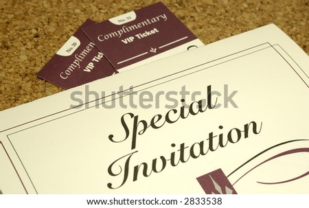 Photo of an Invitation and 2 Tickets - Party Related