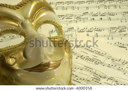 Photo of a Mask on Sheetmusic - Opera / Theater Concept