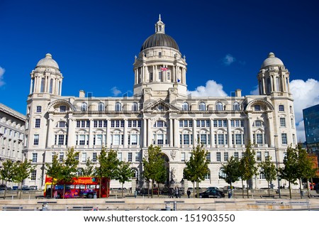 Port Of Liverpool Building. One Of The Famous &Quot;Three Graces&Quot; Buildings At The Pier Head, Liverpool, England, United Kingdom