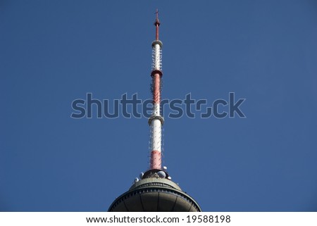 Vilnius Television Tower isolated over a blue sky background