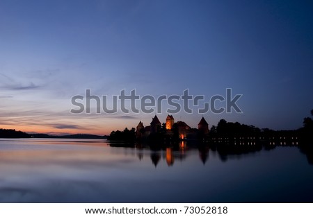 Trakai Castle at night - Island castle in Trakai isd one of the most popular touristic destinations in Lithuania, houses a museum and a cultural center