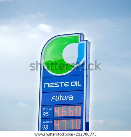 VILNIUS - JULY 6: Neste Oil petrol station on July 6, 2014 in Vilnius, Lithuania. Neste Oil is an oil refining and marketing company located in Espoo, Finland. Neste Oil has operations in 14 countries
