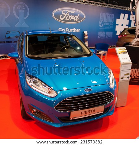 KAUNAS - SEP 19: Ford Fiesta on display on Sep. 19, 2014 in Kaunas, Lithuania. The Ford Fiesta is a supermini car manufactured by the Ford Motor Company since 1976, now in its seventh generation.