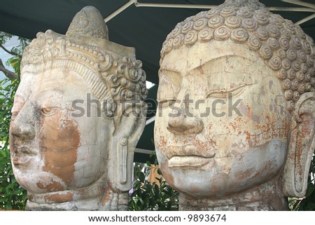 The many faces of buddha in stone form