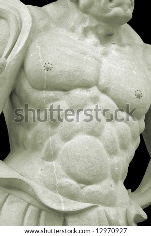 Rock Hard Abs on a stone statue