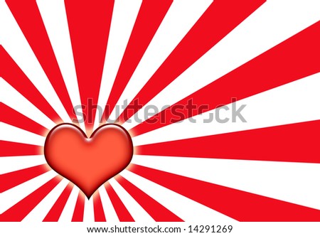 stock photo : Love Wallpaper Background on Sunburst Red and White