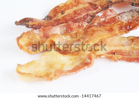 Crispy Bacon the ultimate breakfast meal on white background