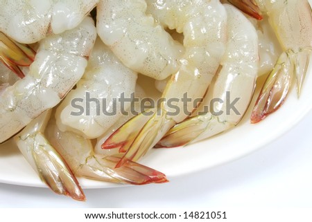 Prawn Dish Raw and Fresh.  A thai delicacy to be eaten with chilli and lemon juice.