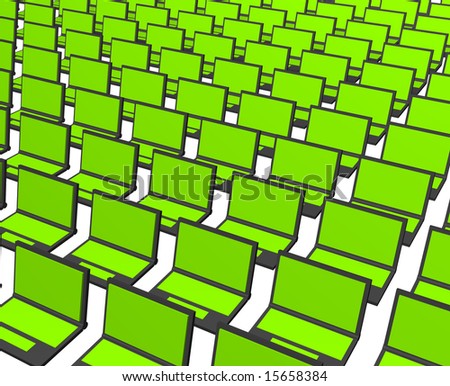Many Computer Notebooks On a White Background