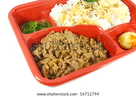 Stir Fried Beef Rice Meal Set on White Table