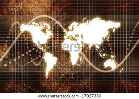 Orange Digital World Business Abstract With Graph Background