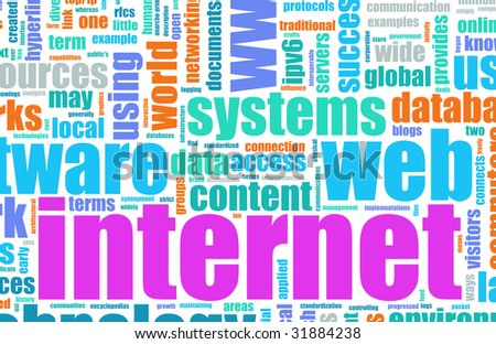 stock photo : Visualization of the Internet as Tag Cloud