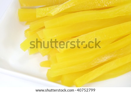 Yellow Pickled Radish Used in Korean and Japanese Dishes