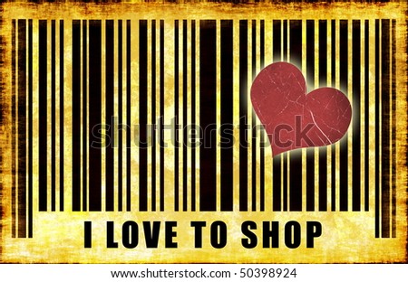 I Love To Shop Barcode Grunge Abstract Poster