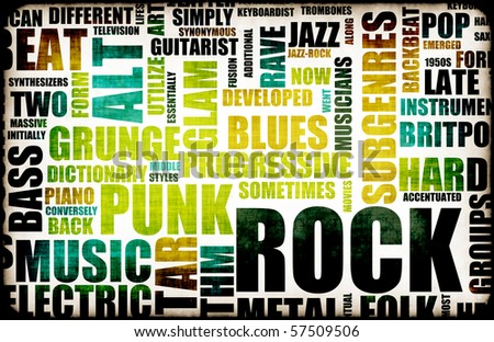 Rock  on Rock Music Poster Art As Grunge Background Stock Photo 57509506