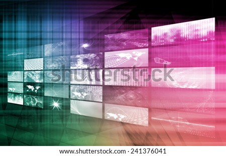 Media Telecommunications Concept with Video Wall Art